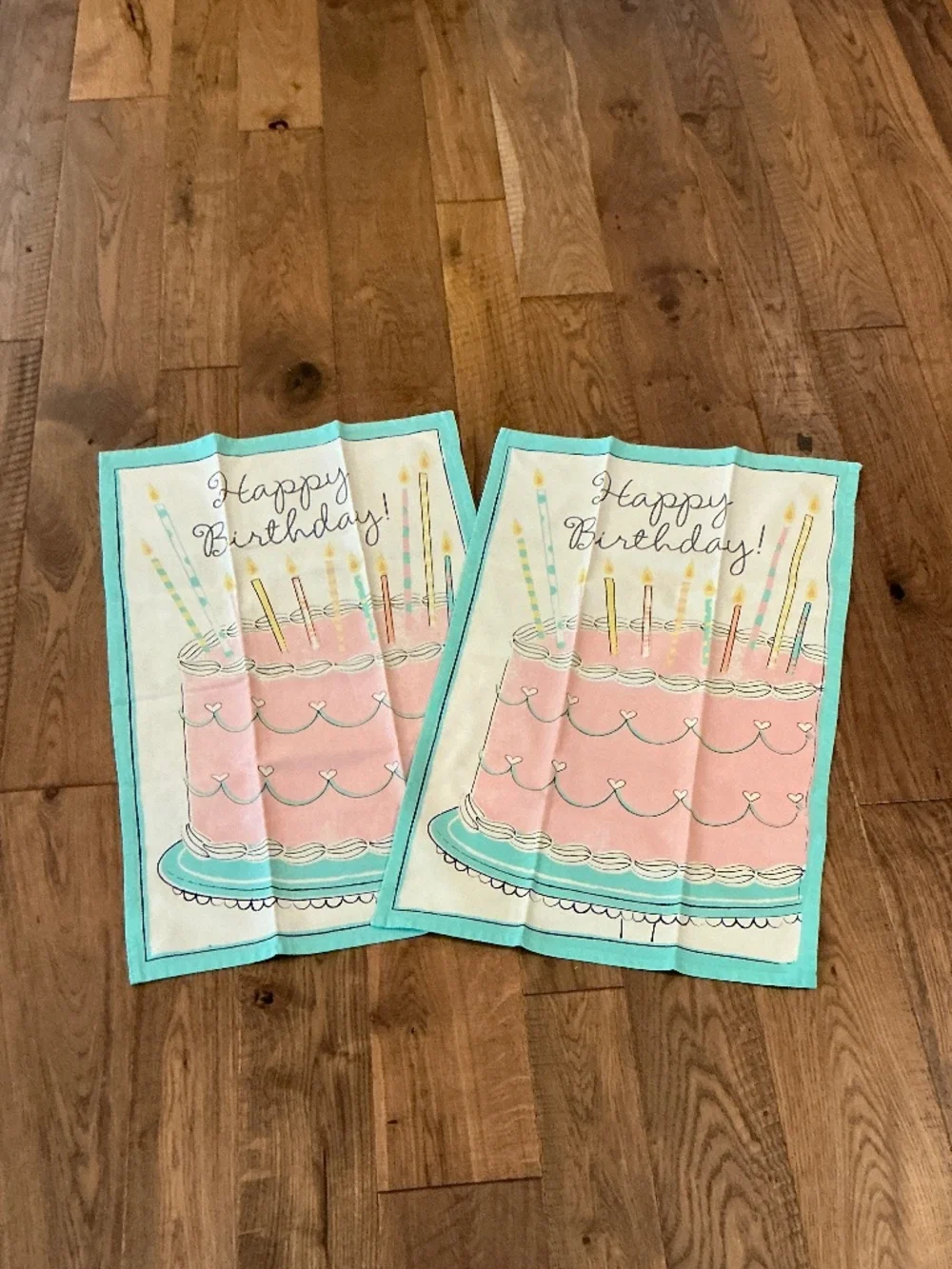 SUR LA TABLE Kitchen Tea Towel Set of 2 Happy Birthday